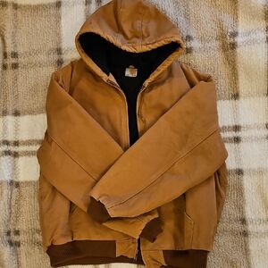 Carhartt Tan Hooded Bomber Jacket